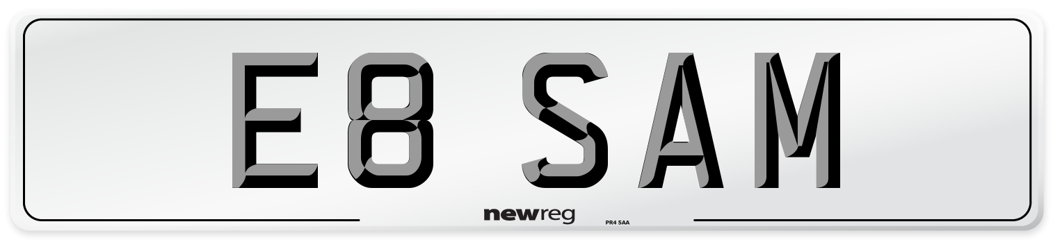 E8 SAM Number Plate from New Reg